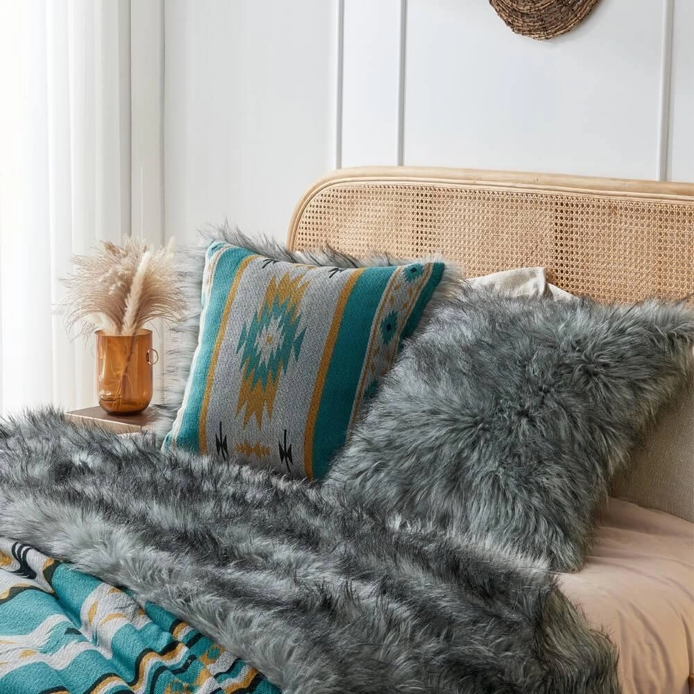 Faux Fur Aztec Pillow Covers