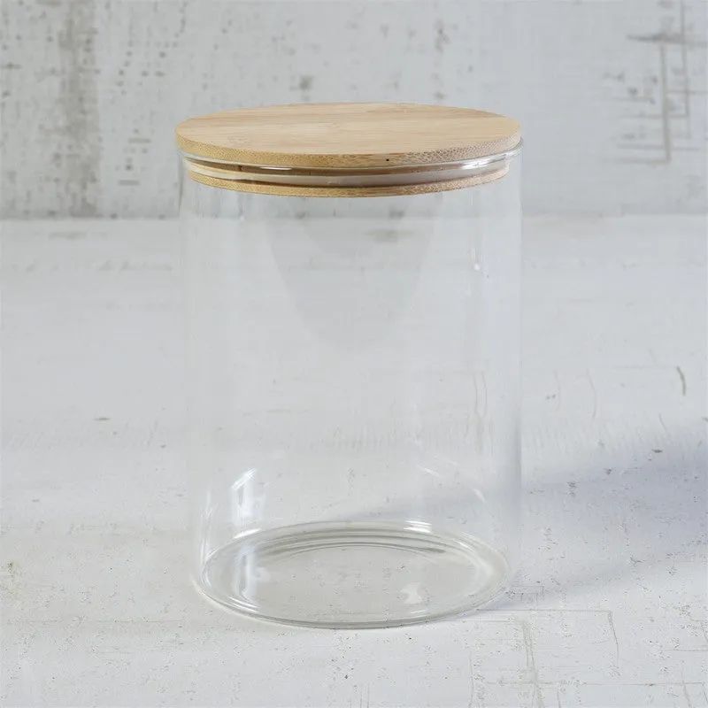 Finn Canister - Glass with Wood Lid - Lrg