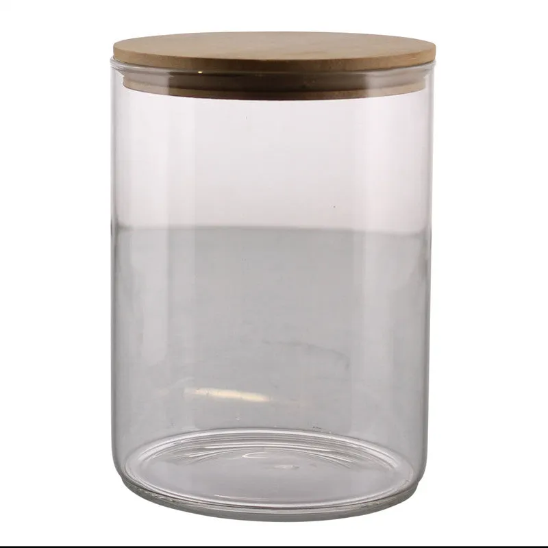 Finn Canister - Glass with Wood Lid - Lrg Vase,Ceramic Vase