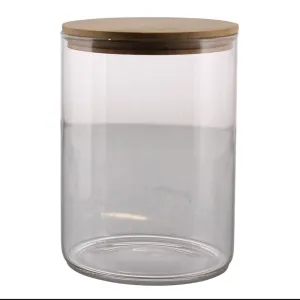 Finn Canister - Glass with Wood Lid - Lrg Vase,Ceramic Vase