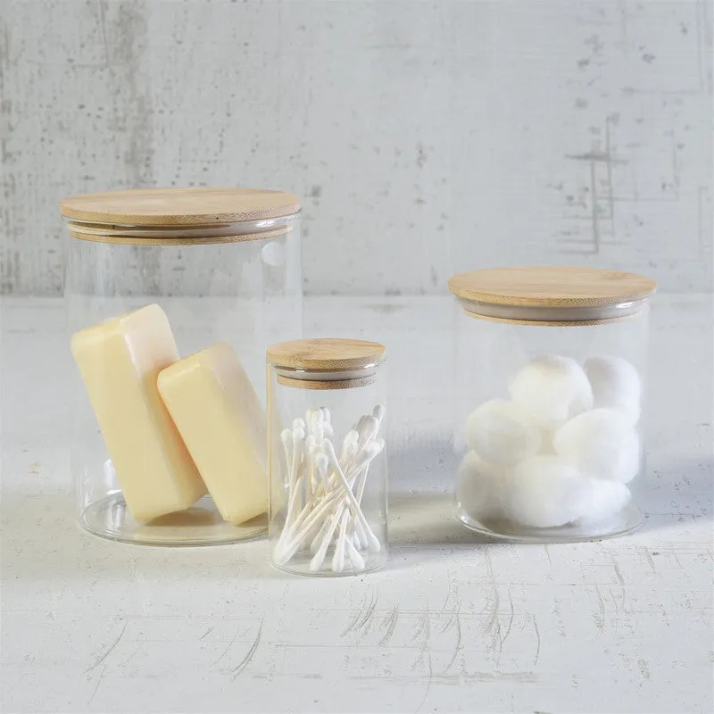 Finn Canister - Glass with Wood Lid - Lrg