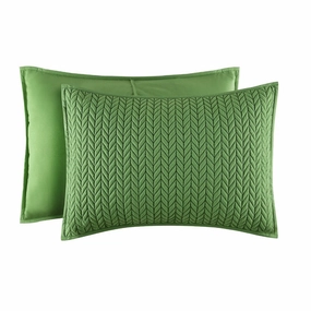 Five Queens Court Catori Kiwi Green Quilted Standard Sham pillowcases,cotton pillow covers,bed linen