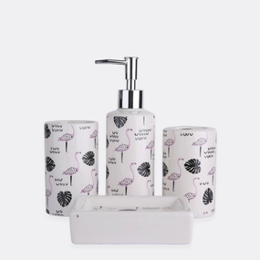 Flamingo Bath Set Shower Curtain,Waterproof Curtain