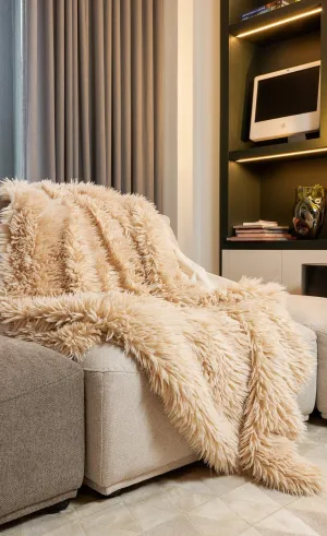 Flokati Faux Wool Throw Blanket luxury bedding, duvet cover