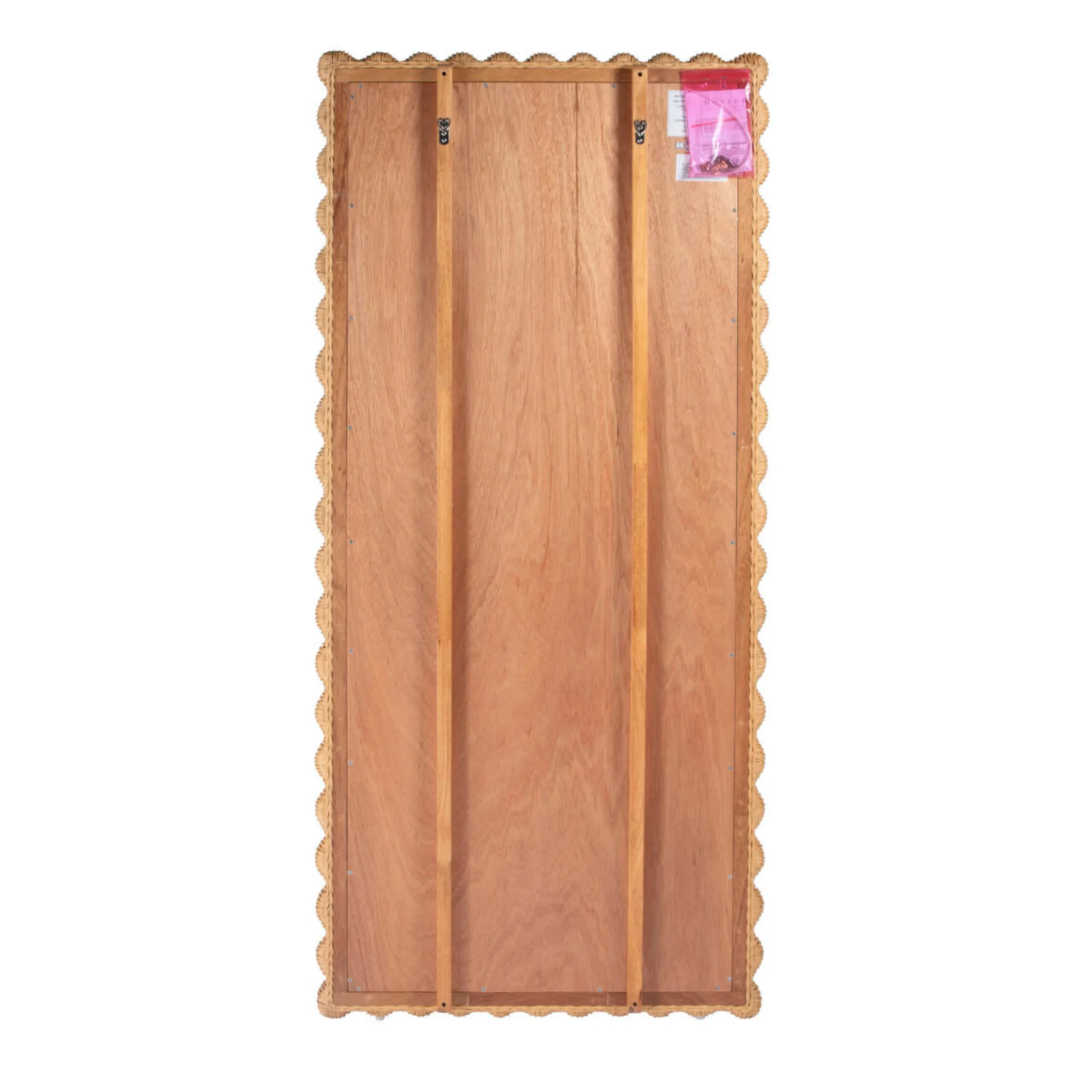 Flora Scalloped Rattan Floor Mirror in Light Brown