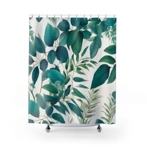 Floral boho, fabric shower curtain | Teal Sage Green white bath curtain Lighting,Home Lighting