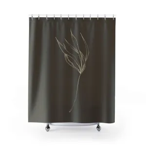Floral Boho Shower Curtain | Dark Brown Beige Gold Leaf Lighting,Home Lighting