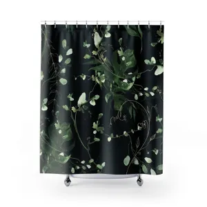 Floral Boho Shower Curtain | Jungle Black Monstera Sage Green Leaves Lighting,Home Lighting