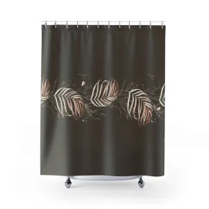 Floral Boho Shower Curtain | Jungle Dark Brown Beige Gold Leaves Lighting,Home Lighting