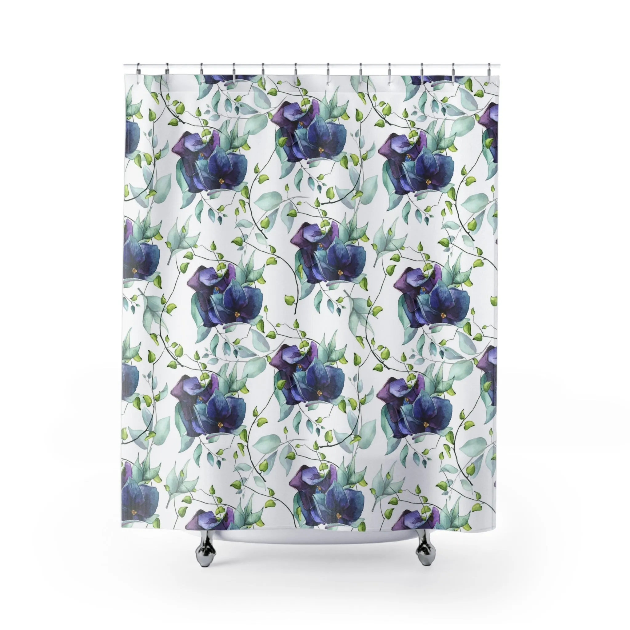 Floral Boho Shower Curtain | Sage Green, Purple Blue Jungle Lighting,Home Lighting