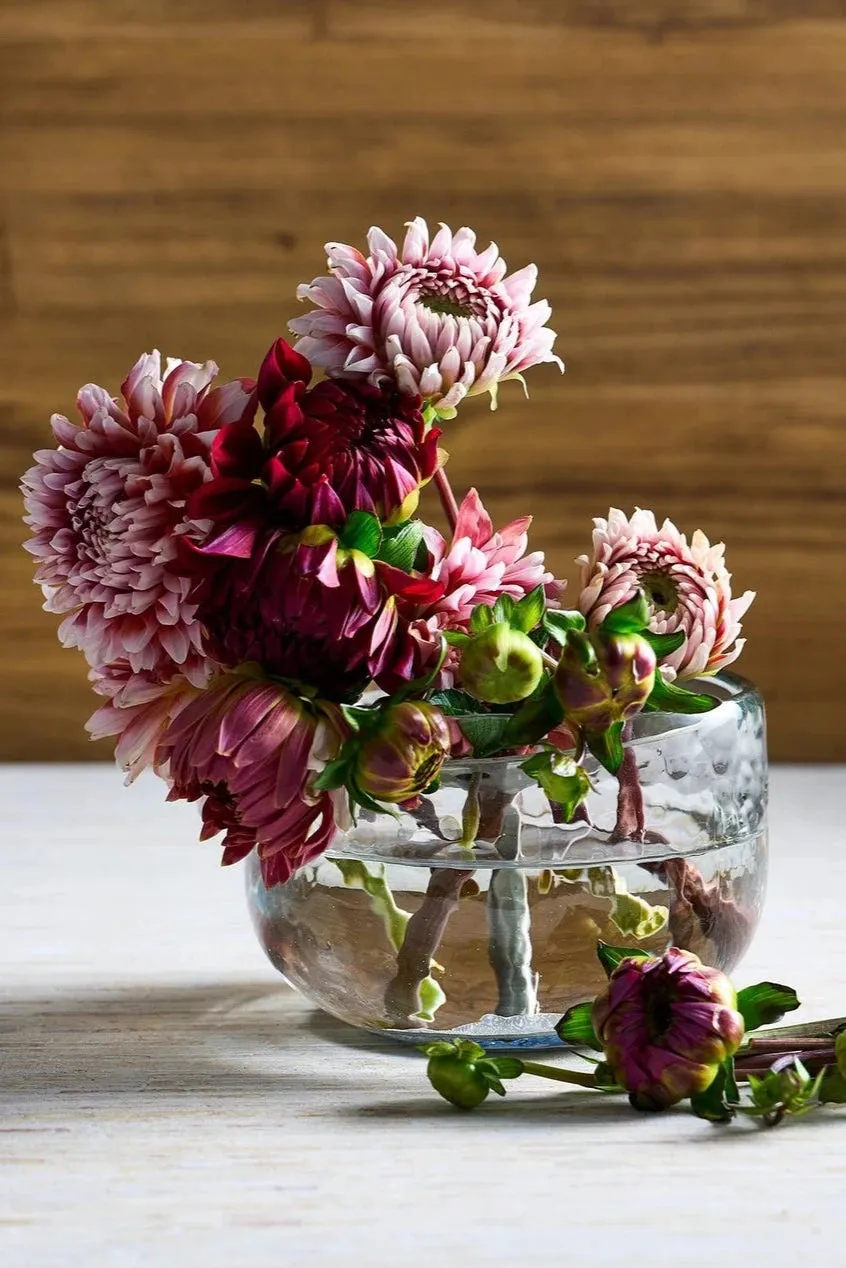 Floral Flower Frog Low Vase,Flower Vase