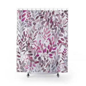 Floral Shower Curtain | Abstract Leaves, White Pink Grey Lighting,Home Lighting