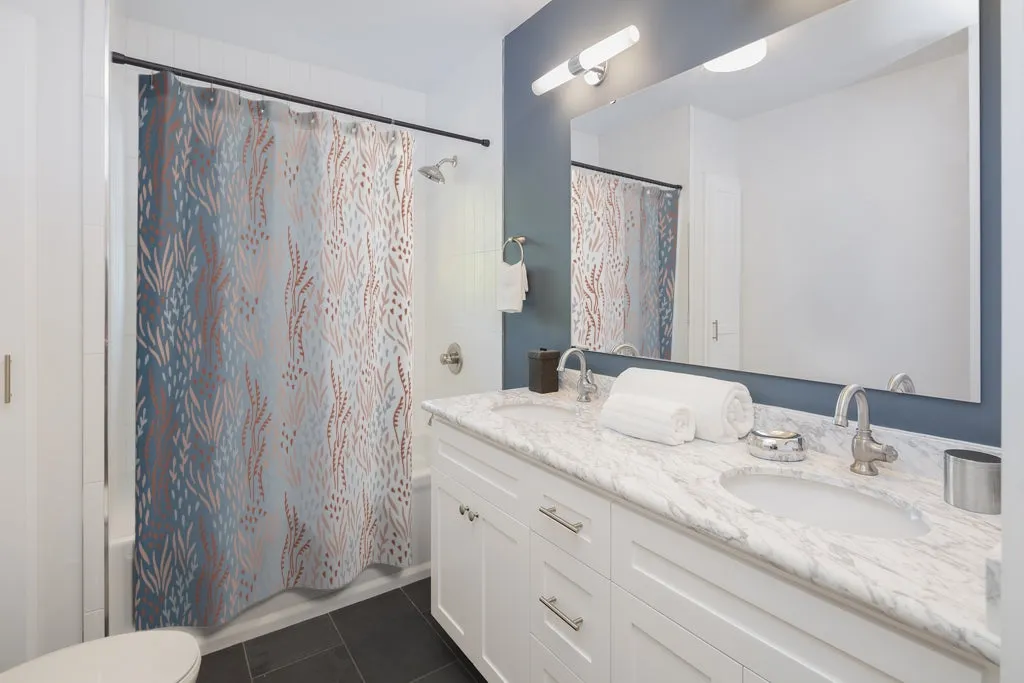 Floral Shower Curtain | Blue Ombre