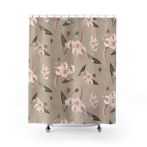 Floral Shower Curtain | Blush Pink Orchids, Beige Botanical Lighting,Home Lighting