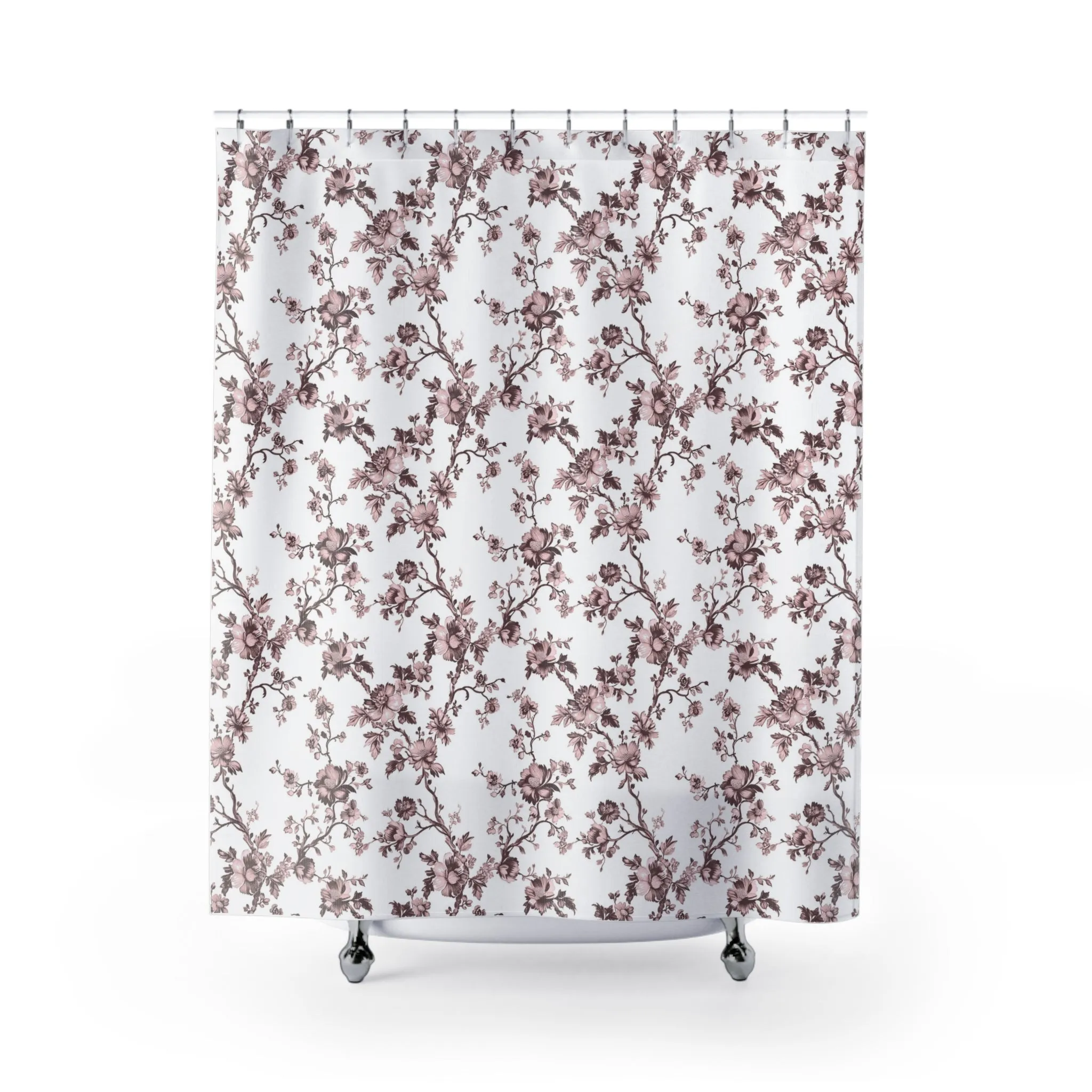 Floral  Shower Curtain | Blush Pink, White Brown Wildflowers Lighting,Home Lighting