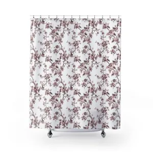 Floral  Shower Curtain | Blush Pink, White Brown Wildflowers Lighting,Home Lighting
