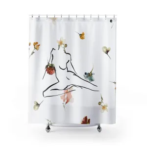 Floral Shower Curtain | Colorful White Black Female Line Art Lighting,Home Lighting