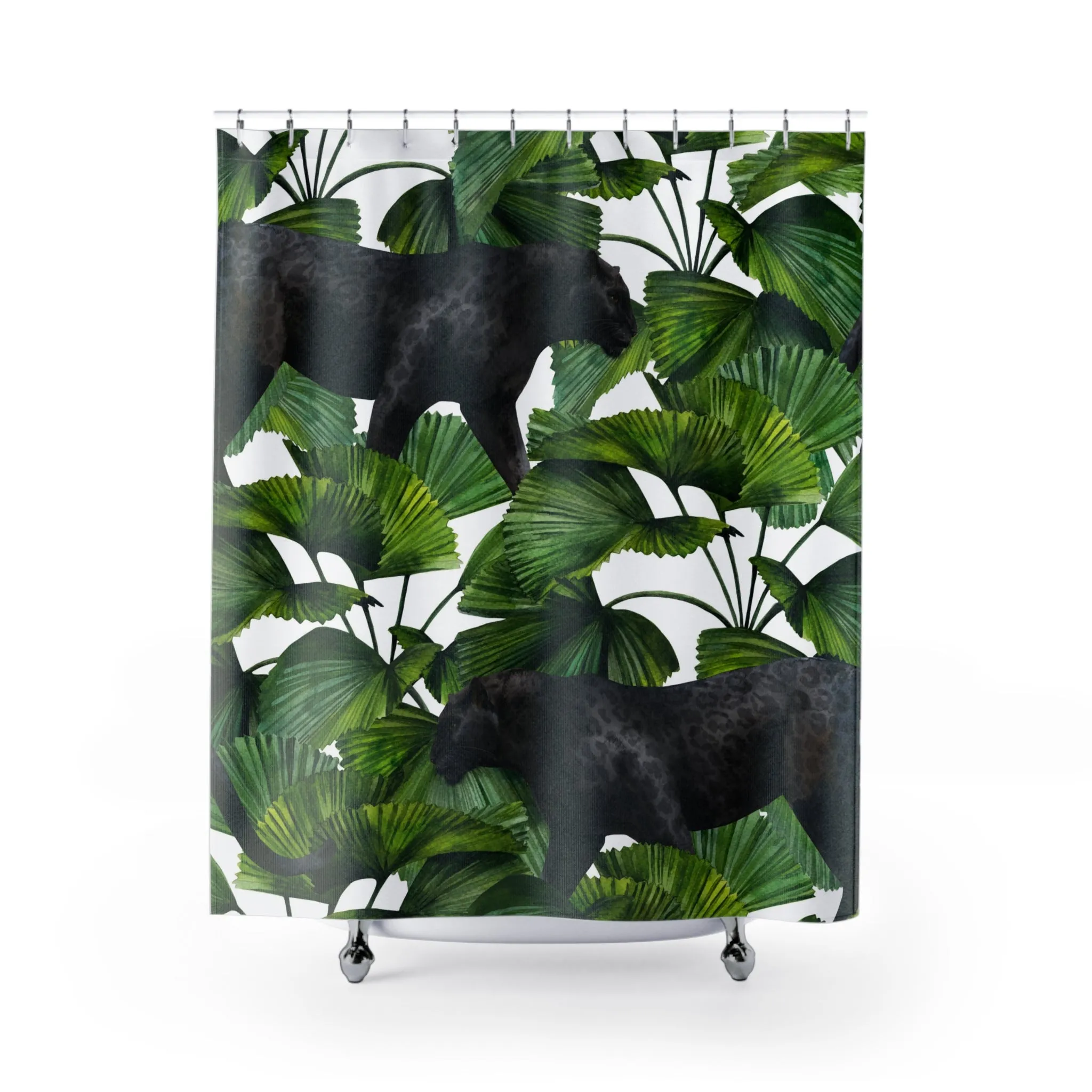 Floral Shower Curtain | Jungle Tropical, Balck Cheetah Lighting,Home Lighting