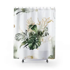 Floral Shower Curtain, Monstera Leaves Lighting,Home Lighting