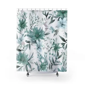 Floral Shower Curtain | Sage Green, White Watercolor Lighting,Home Lighting