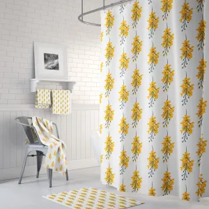 Floral Shower Curtain | Yellow White Spring Botanical Lighting,Home Lighting