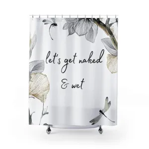 Floral White Shower Curtain | Let's Get Naked Lighting,Home Lighting