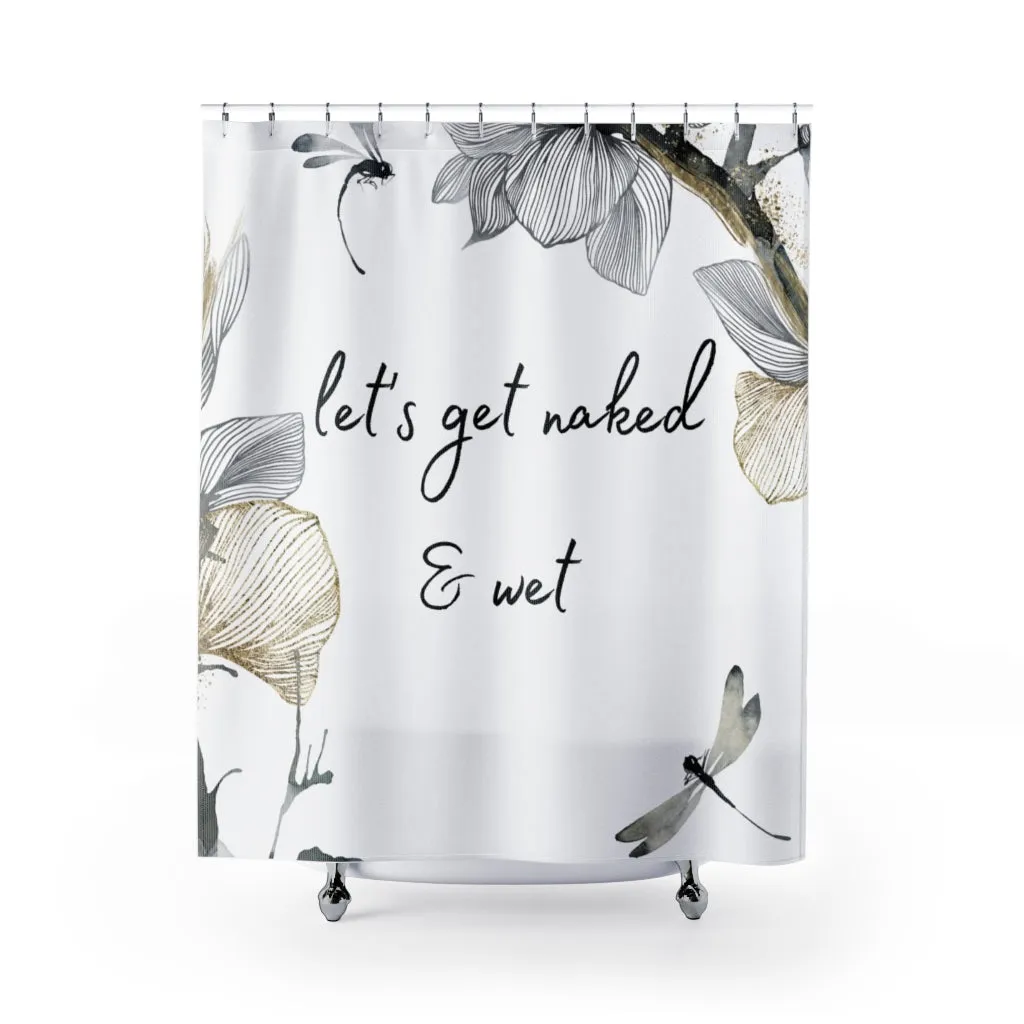 Floral White Shower Curtain | Let's Get Naked Lighting,Home Lighting