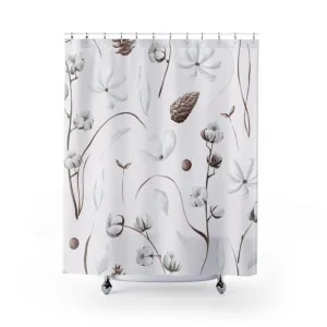 Floral | White Shower Curtain | White Cotton Flowers Lighting,Home Lighting