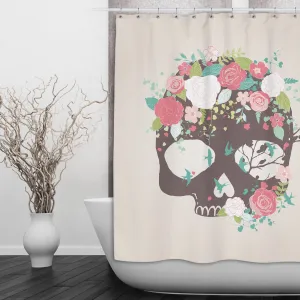 Flower and Blue Bird Skull Shower Curtains and Optional Bath Mats Lighting,Lamps Fixtures