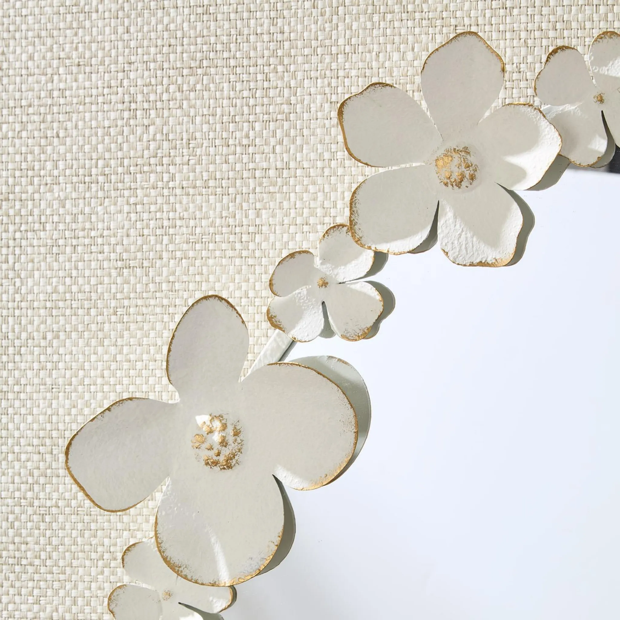 Flowers in the Round Hand Crafted Wall Mirror