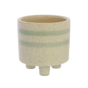 Fluorite Cachepot, Ceramic - Sm - White, Teal Vase,Ceramic Vase