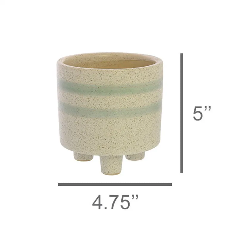 Fluorite Cachepot, Ceramic - Sm - White, Teal