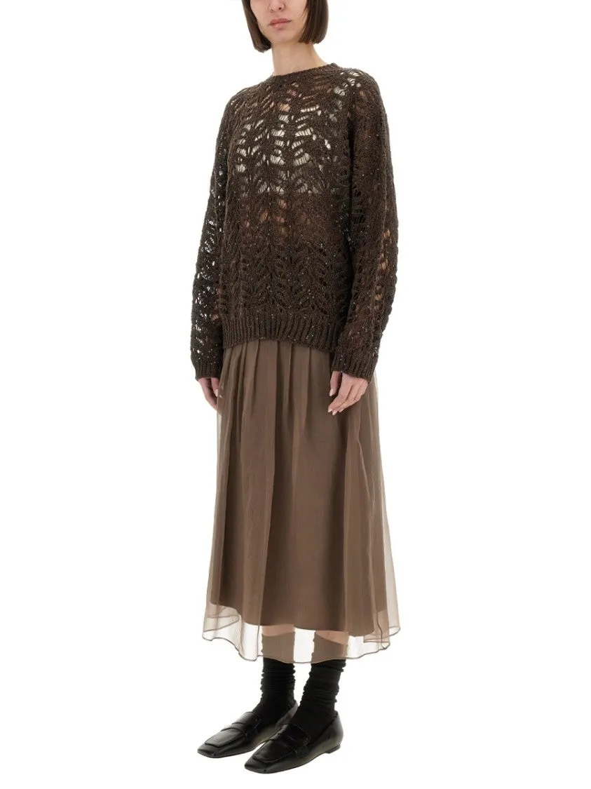 Foliage Lace Linen And Silk Diamond Knit