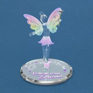Follow Your Dreams Lavender Fairy with Crystals Glass Figurine Decorative Mirror,Home Decor Mirror