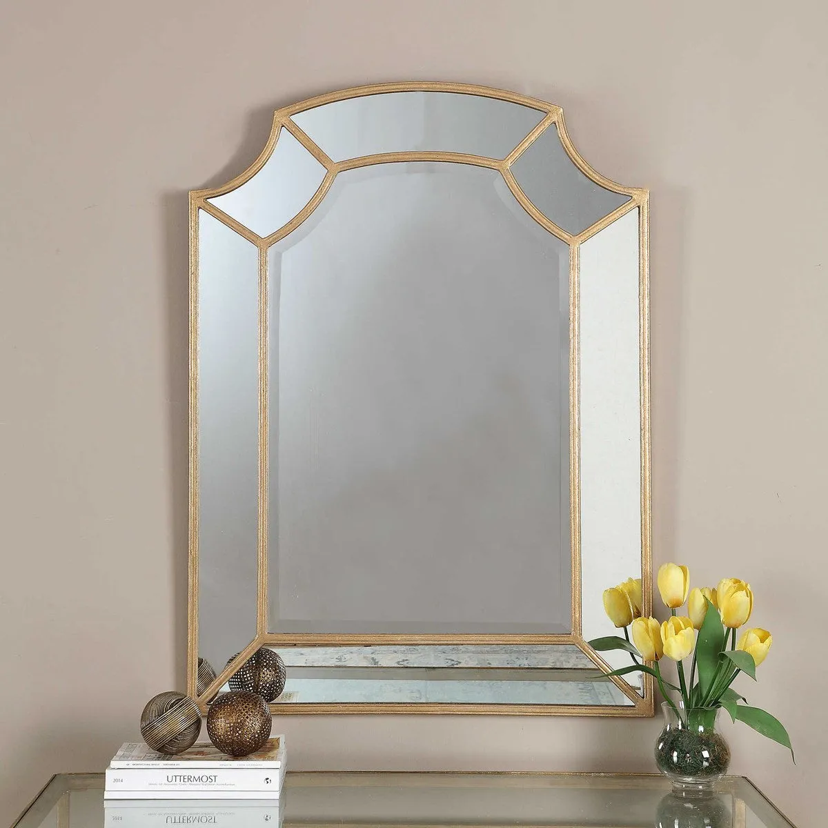 Francoli Arch Mirror in Antique Gold Leaf