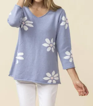 Fresh Daisy Tunic Sweater In Hydrangea