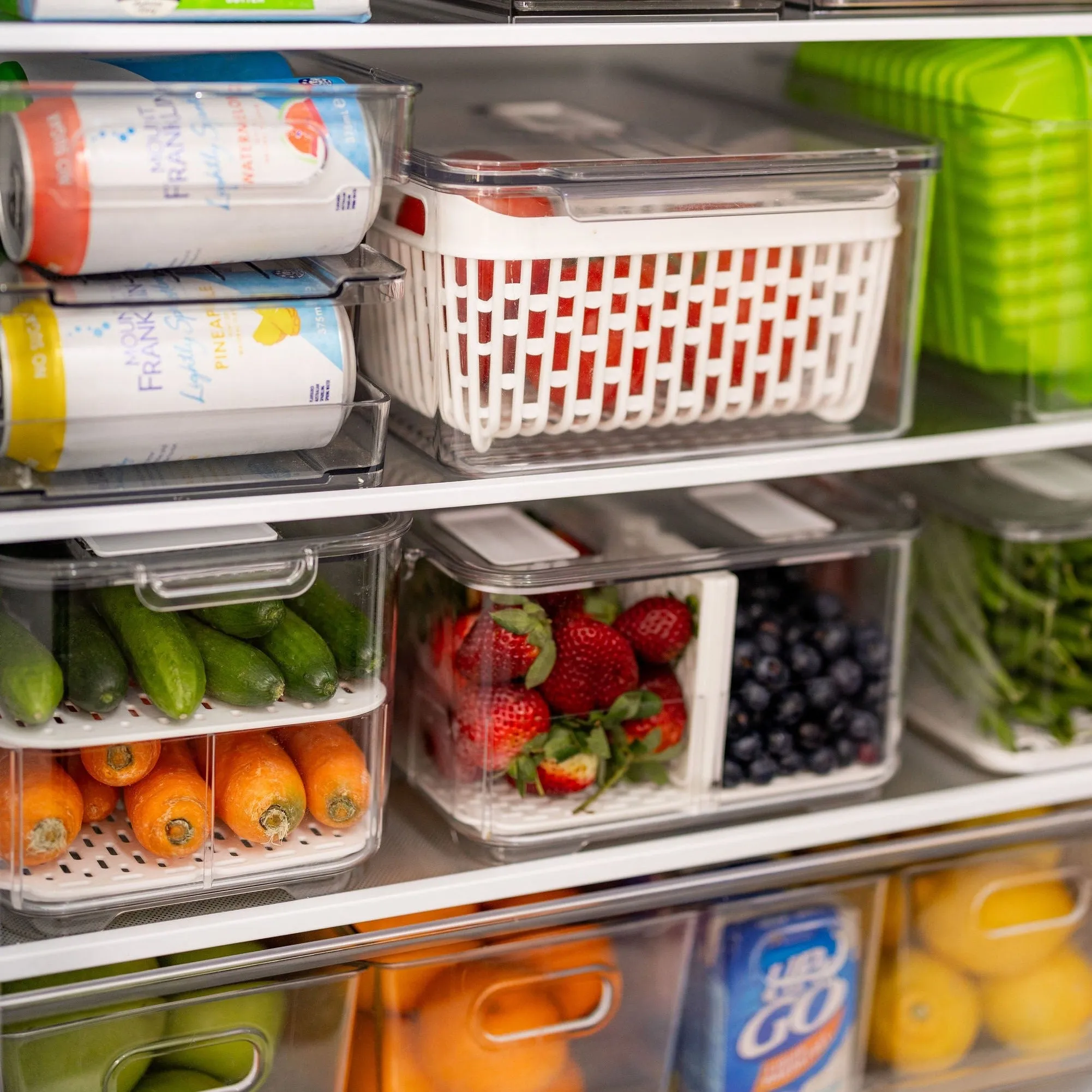 Fridge Organiser with Drainage Plug - Set of 2