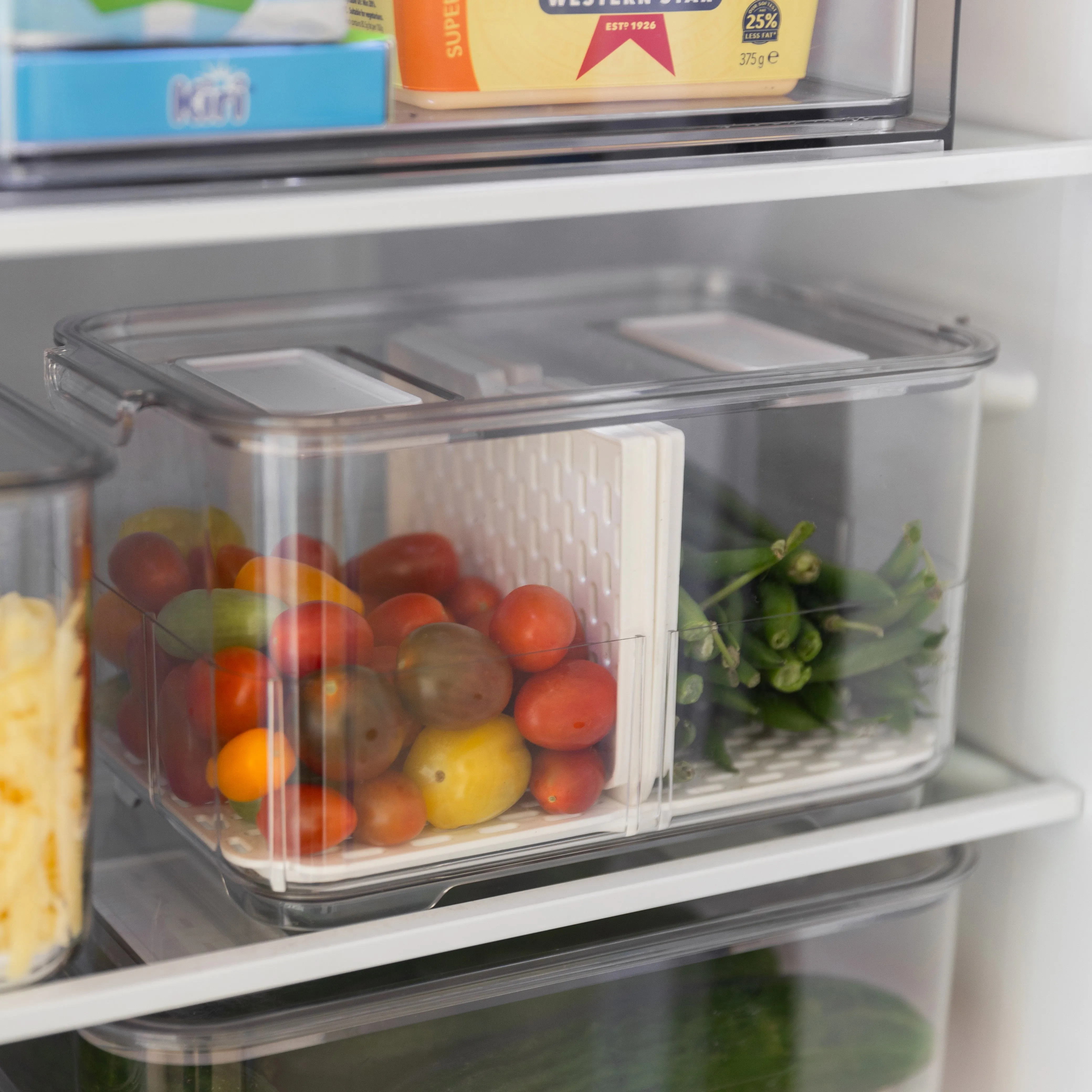 Fridge Organiser with Drainage Plug - Set of 2