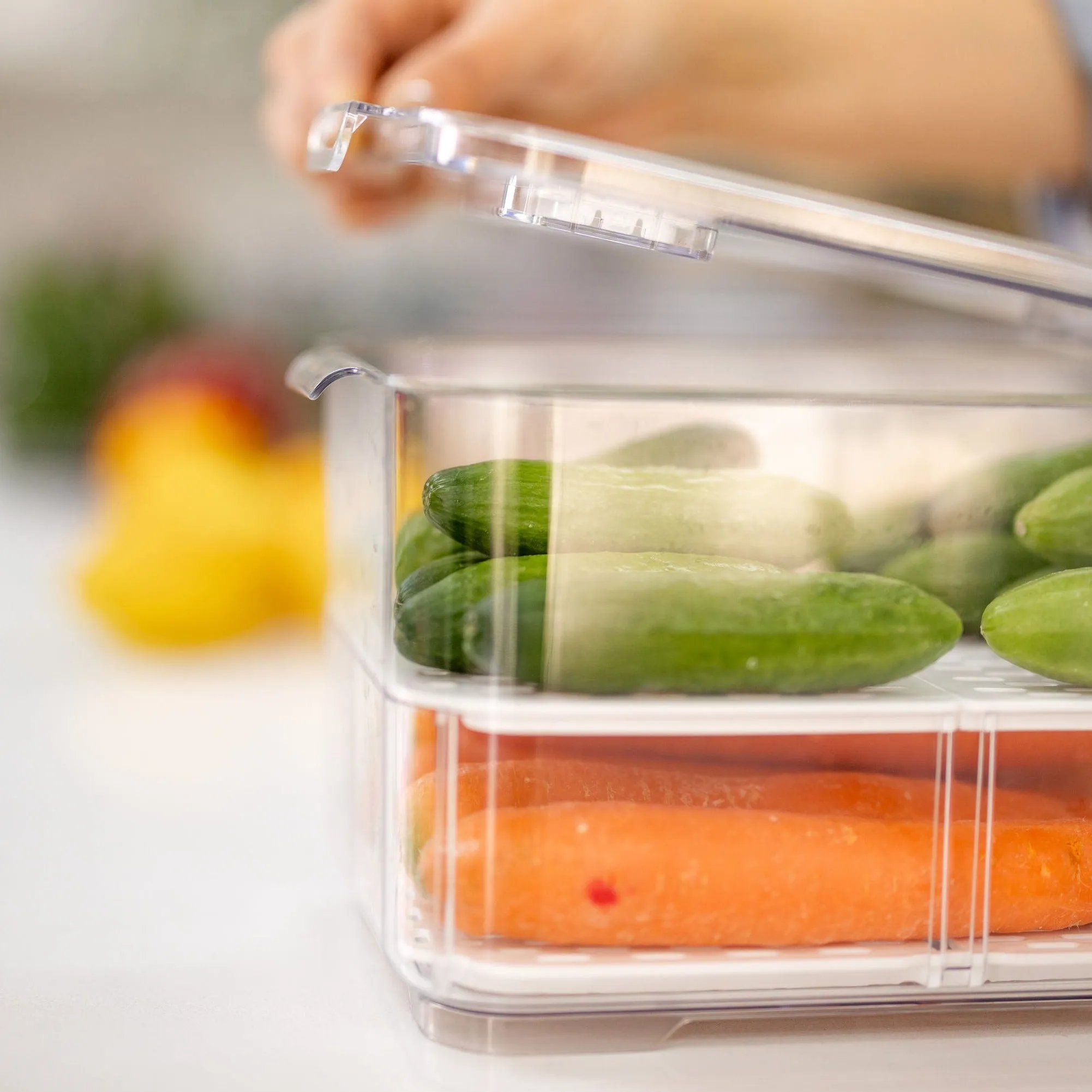 Fridge Organiser with Drainage Plug - Set of 2