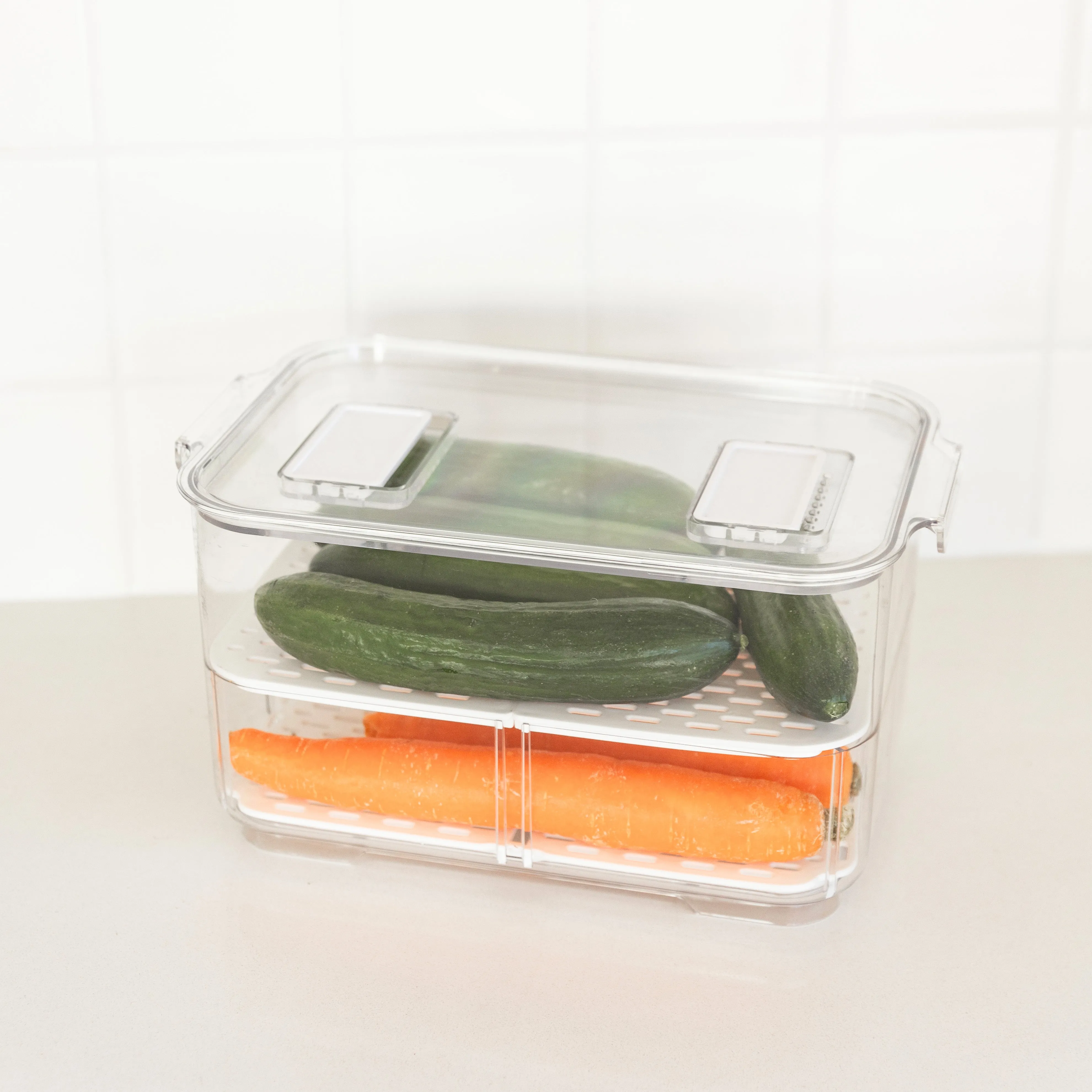 Fridge Organiser with Drainage Plug - Set of 2