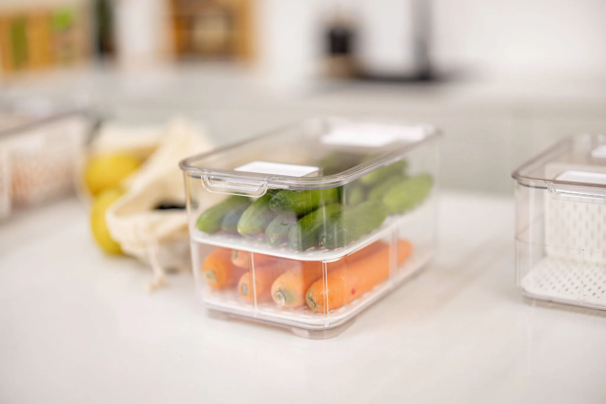 Fridge Organiser with Drainage Plug - Set of 2