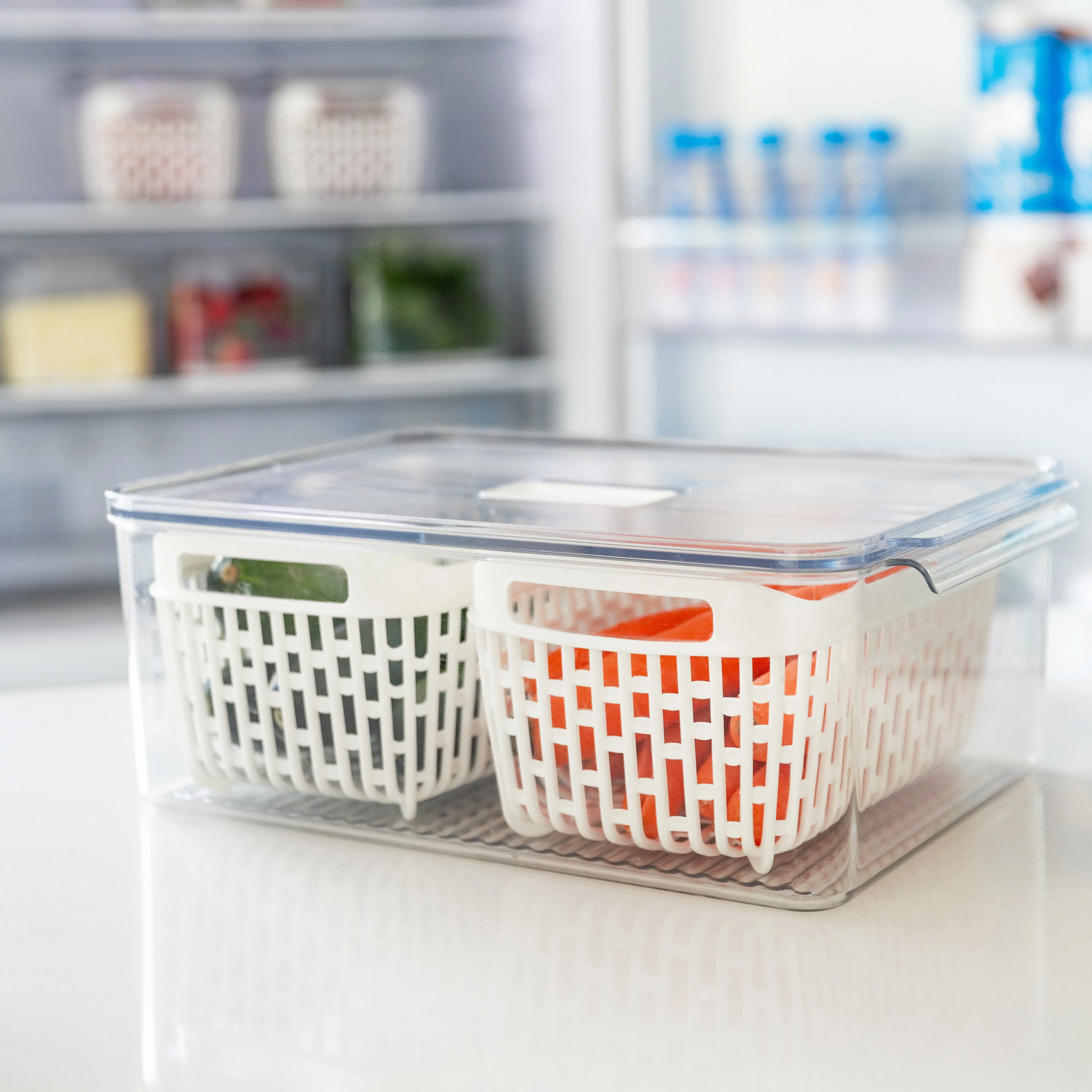 Fridge Storage Container with Basket Pack