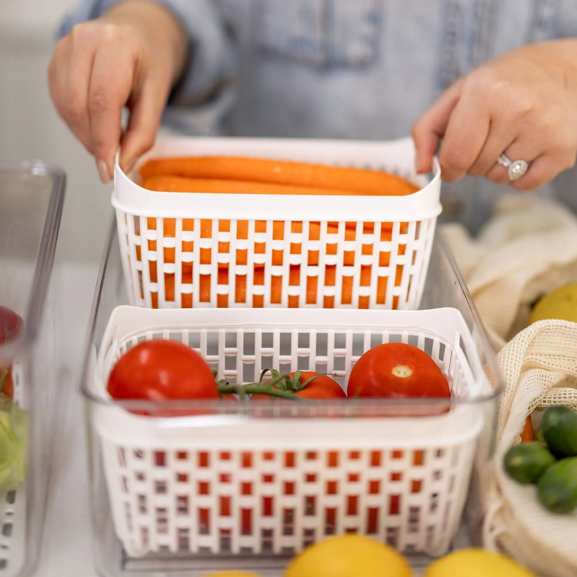 Fridge Storage Container with Basket Pack