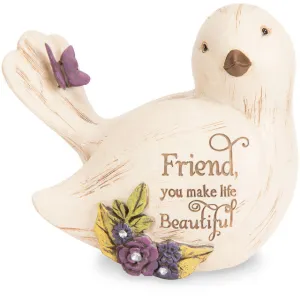 Friend Make Life Beautiful Bird Figurine 3.5" Decorative Mirror,Home Decor Mirror