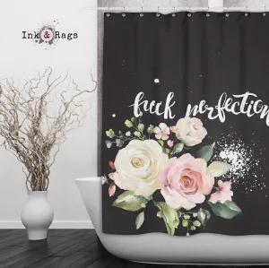 Fuck Perfection Pastel Watercolor Rose Shower Curtains and Optional Bath Mats Lighting,Lamps Fixtures