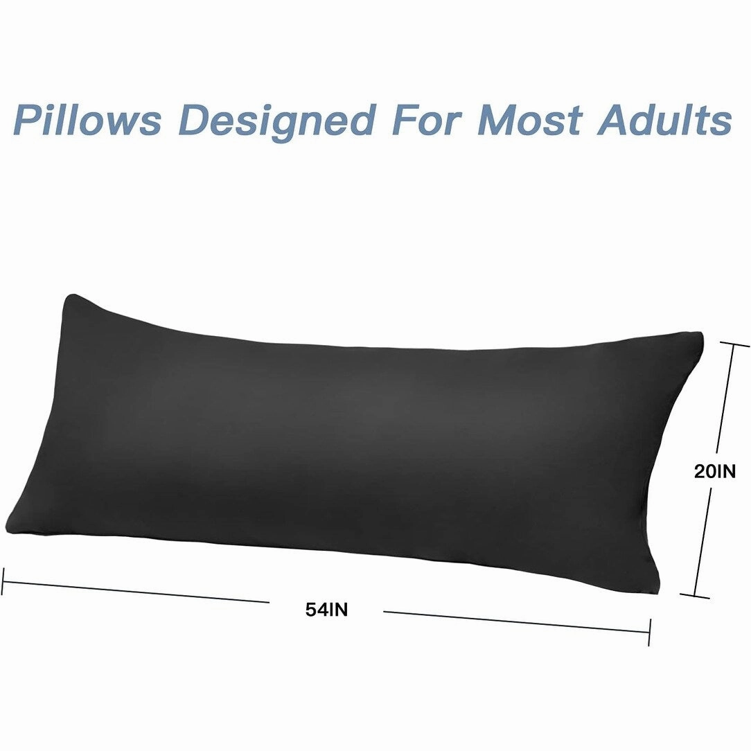 Full Body Pillow Insert with Fiber Cover, 20"x54" - Black