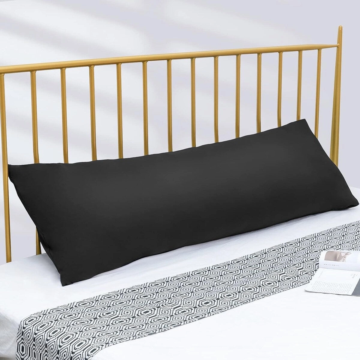 Full Body Pillow Insert with Fiber Cover, 20"x54" - Black