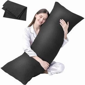 Full Body Pillow Insert with Fiber Cover, 20"x54" - Black pillows,bed pillow,sleeping cushion