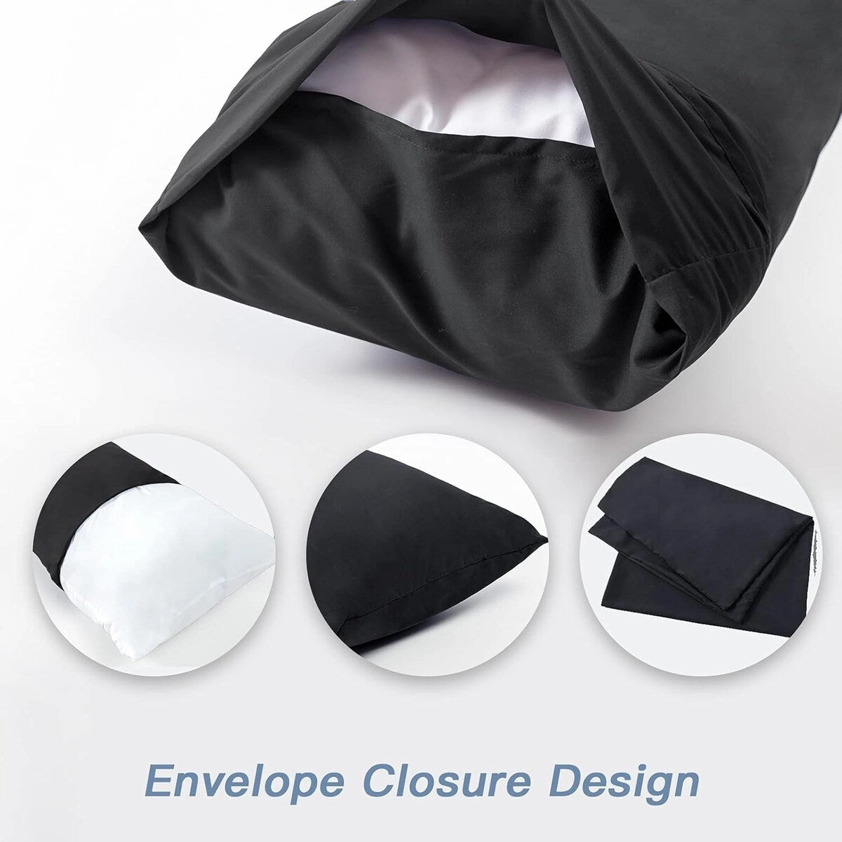 Full Body Pillow Insert with Fiber Cover, 20"x54" - Black