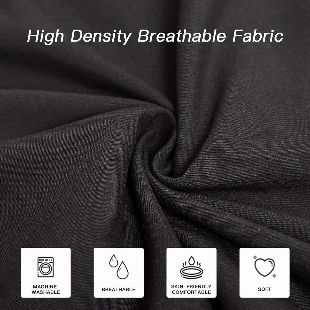 Full Body Pillow Insert with Fiber Cover, 20"x54" - Black